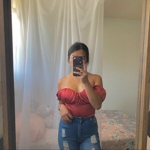 Satin Off-Shoulder Bodysuit